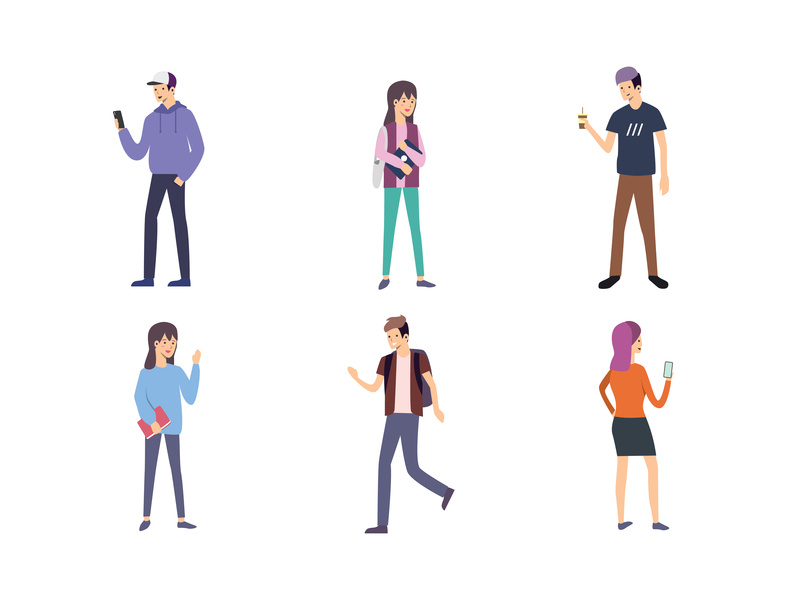 800x600 Set Of College Students Illustration