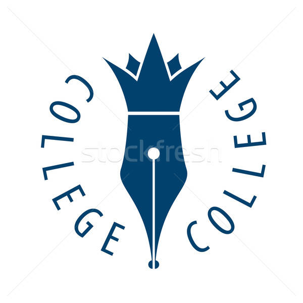 600x600 Vector Logo Nib And Crown For College Vector Illustration