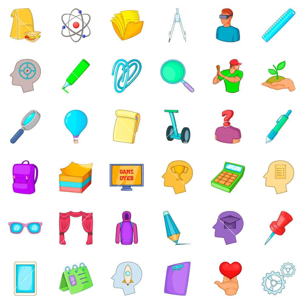 1000x1000 College Icons Set Cartoon Style Of College Vector Icons