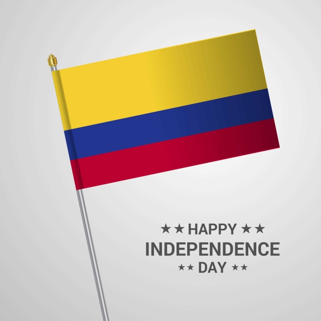 640x640 Colombia Independence Day Typographic Design With Flag Vector