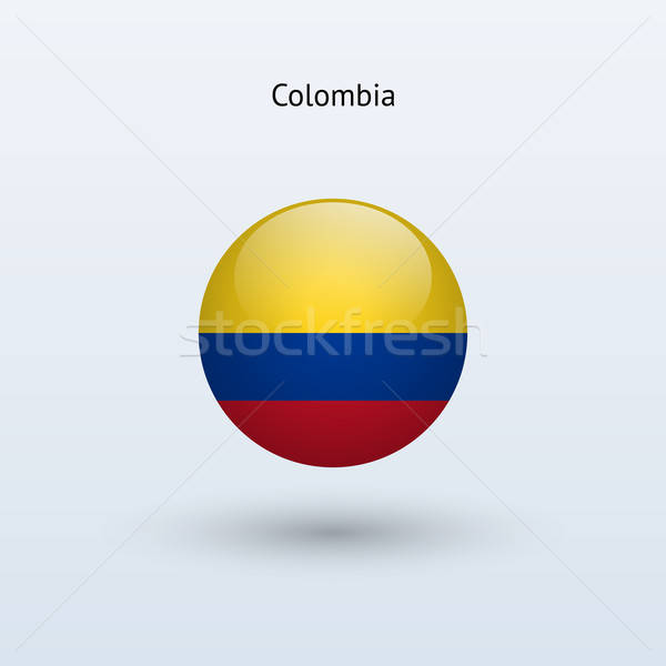 600x600 Colombia Round Flag Vector Illustration Vector Illustration