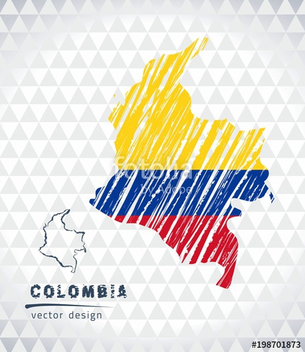 434x500 Colombia Vector Map With Flag Inside Isolated On A White