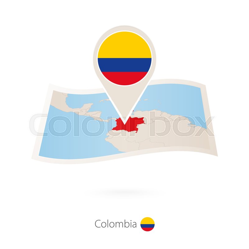 800x800 Folded Paper Map Of Colombia With Flag Stock Vector Colourbox