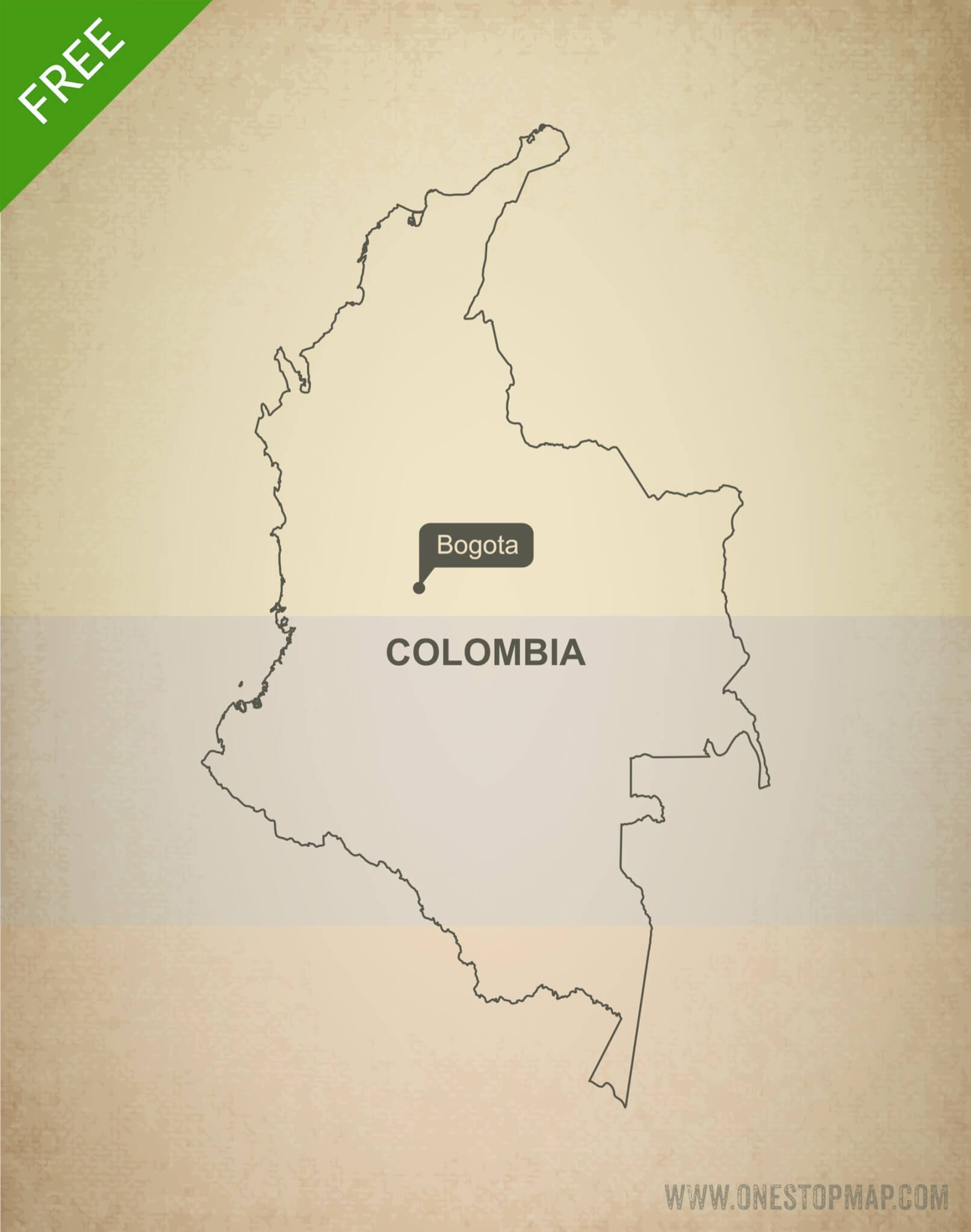1613x2048 Free Vector Map Of Colombia Outline One Stop Map