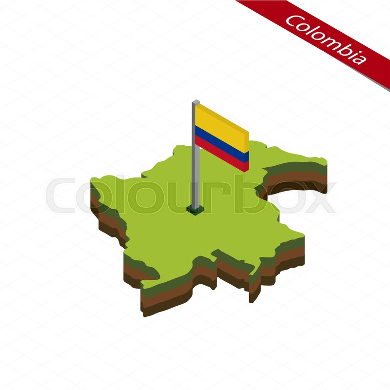 800x800 Isometric Map And Flag Of Colombia Stock Vector Colourbox