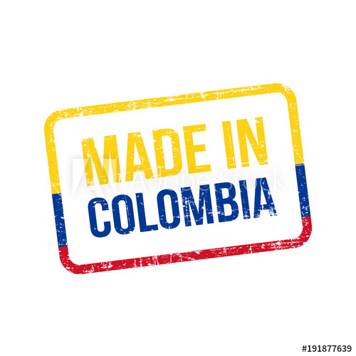 500x500 Made In Colombia Vector Flag Illustration Design Stamp Label