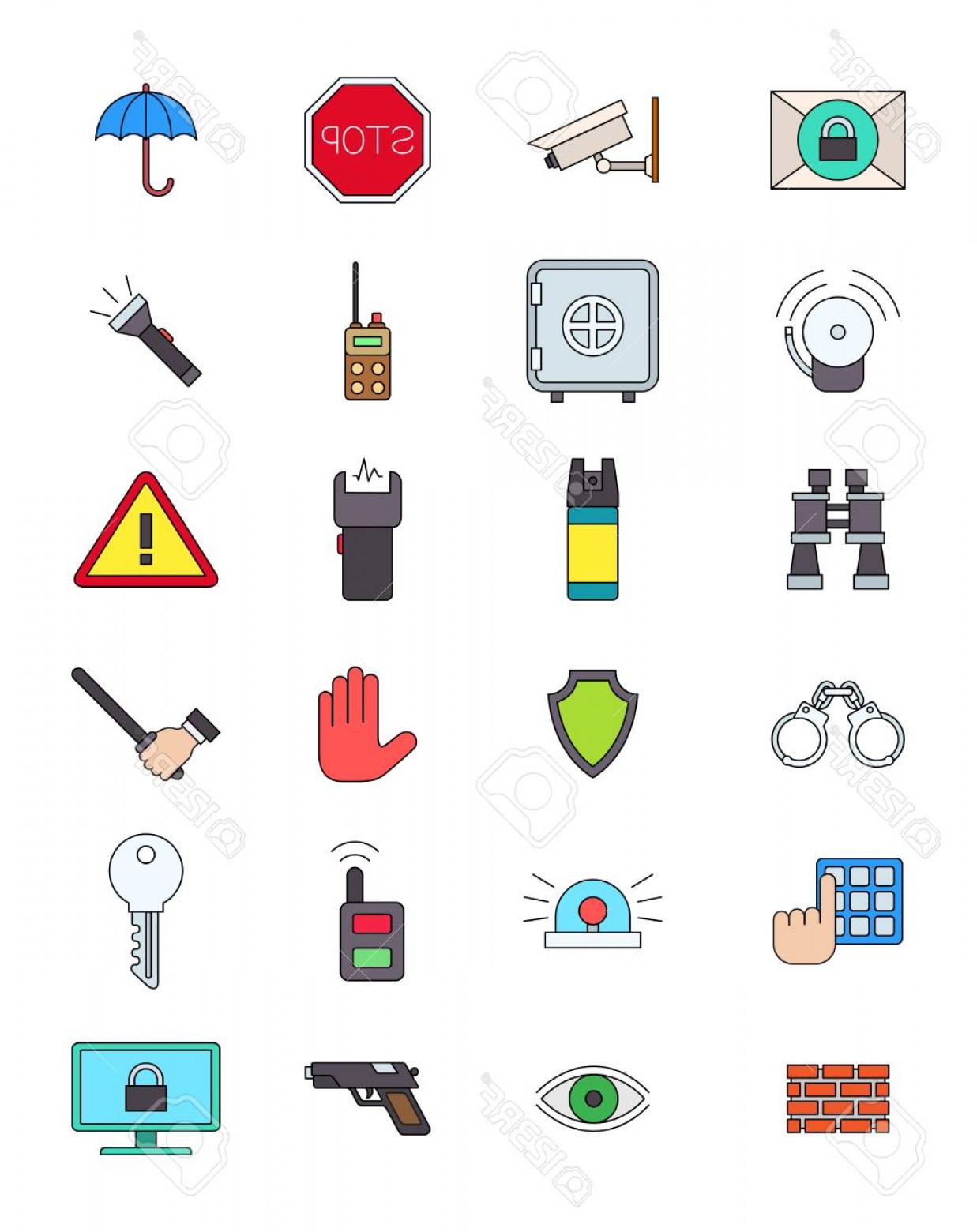 1237x1560 Photostock Vector Set Of Color Guard Icons Soidergi