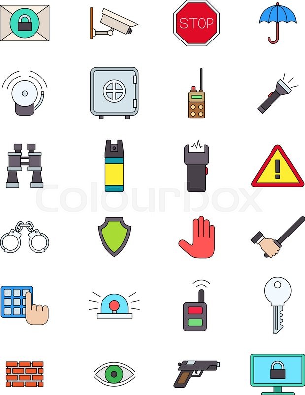 619x800 Set Of Color Guard Icons Stock Vector Colourbox