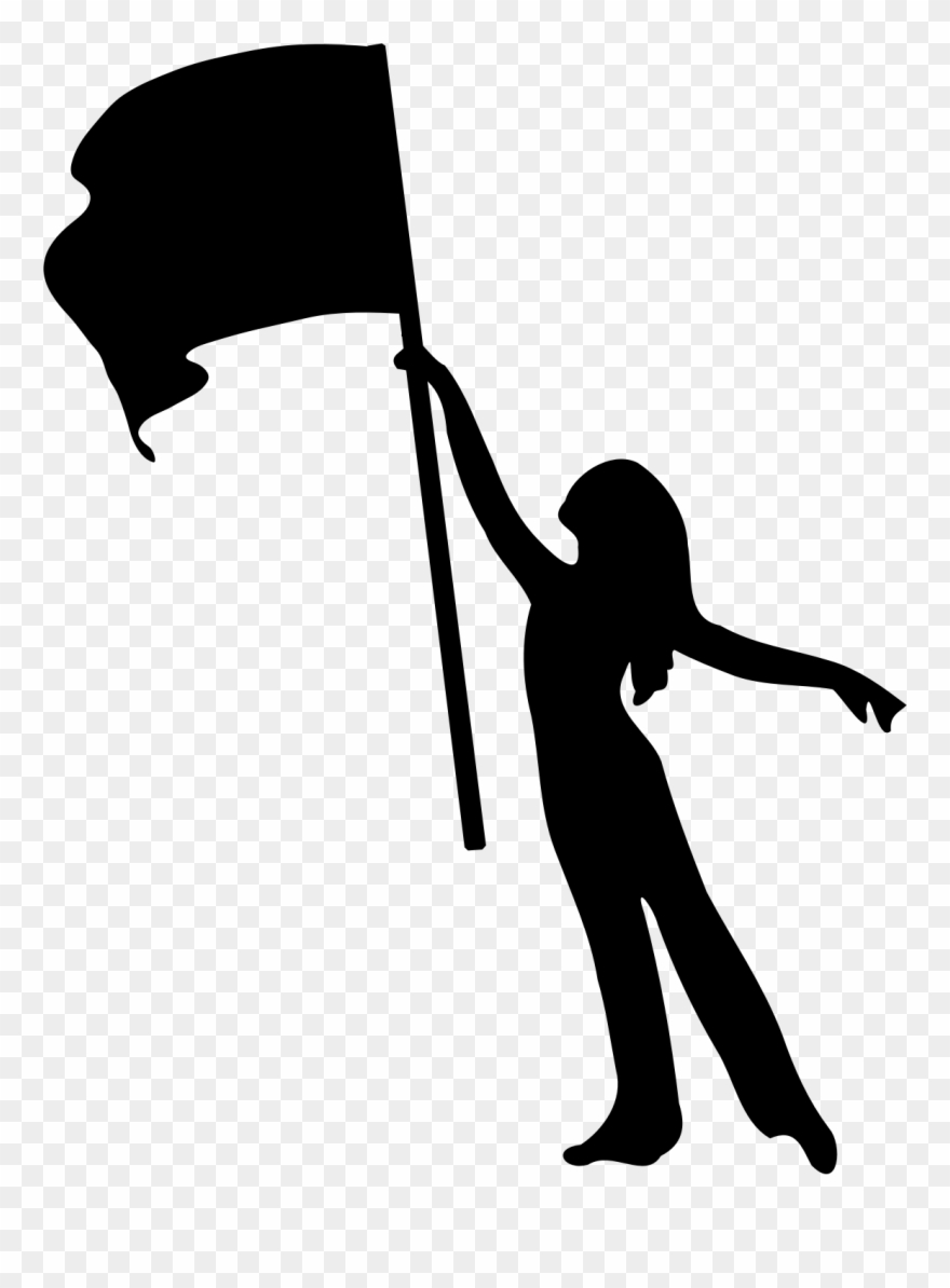 880x1194 Clipart Color Guard Flag Girl Silhouette