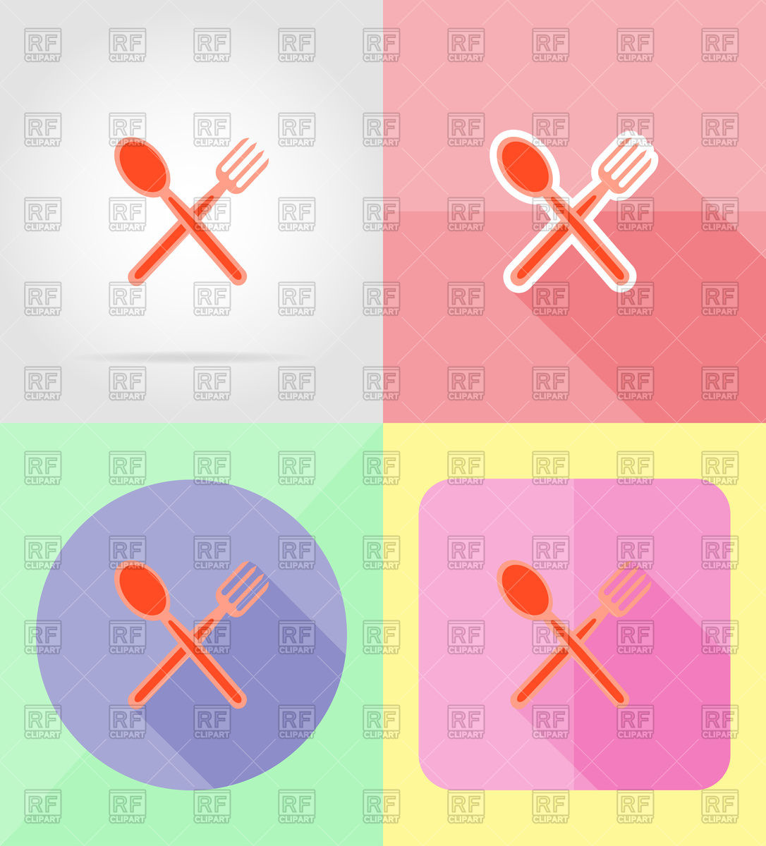 1086x1200 Cross Fork And Spoon Service Icons, Flat Color Vector Image