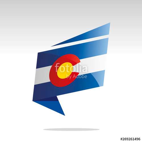 500x500 New Abstract Colorado Flag Origami Logo Icon Button Label Vector