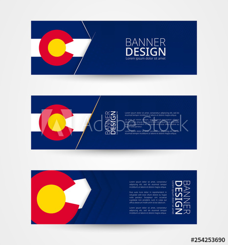 466x500 Set Of Three Horizontal Banners With Us State Flag Of Colorado