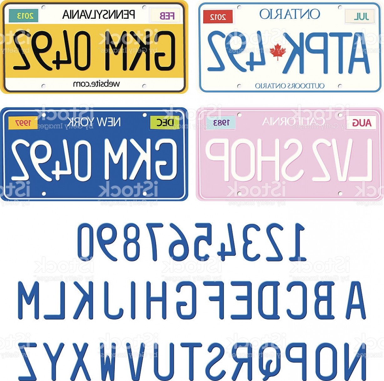1228x1219 Sample License Plates With Alphabet And Numbers Vector Set Gm