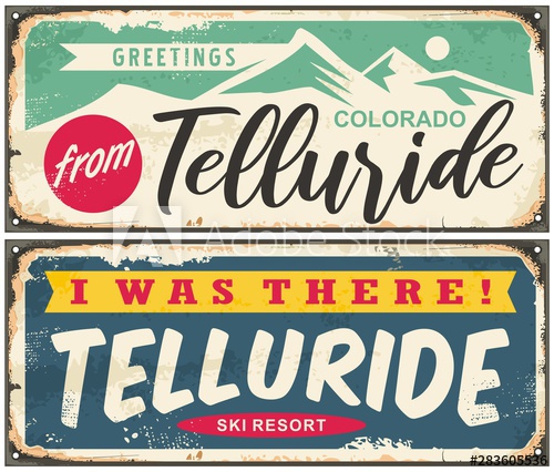 500x426 Telluride Colorado Retro Greeting Cards Design Set Vintage Travel