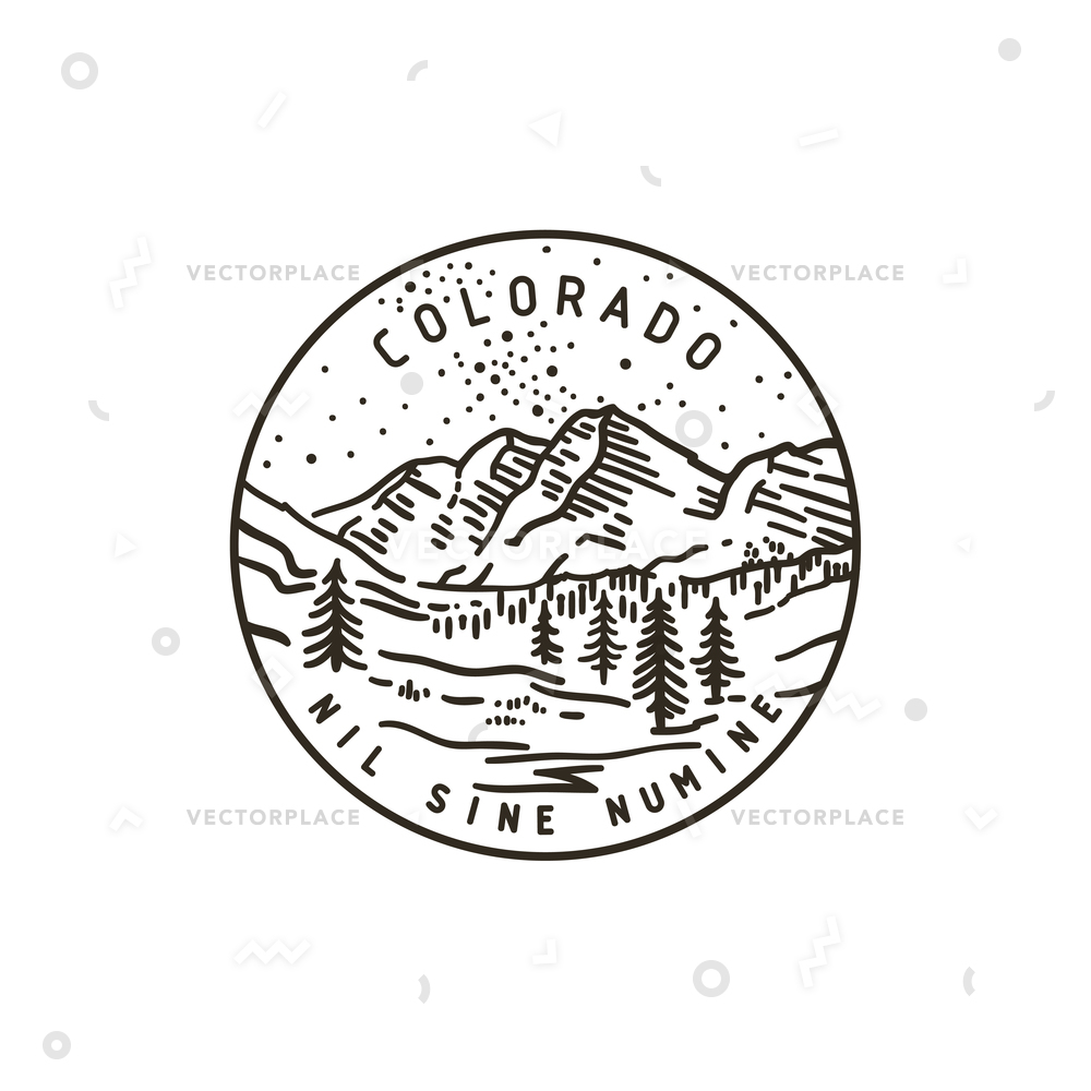 1000x1000 Vintage Round Label Colorado Mountains National Vector