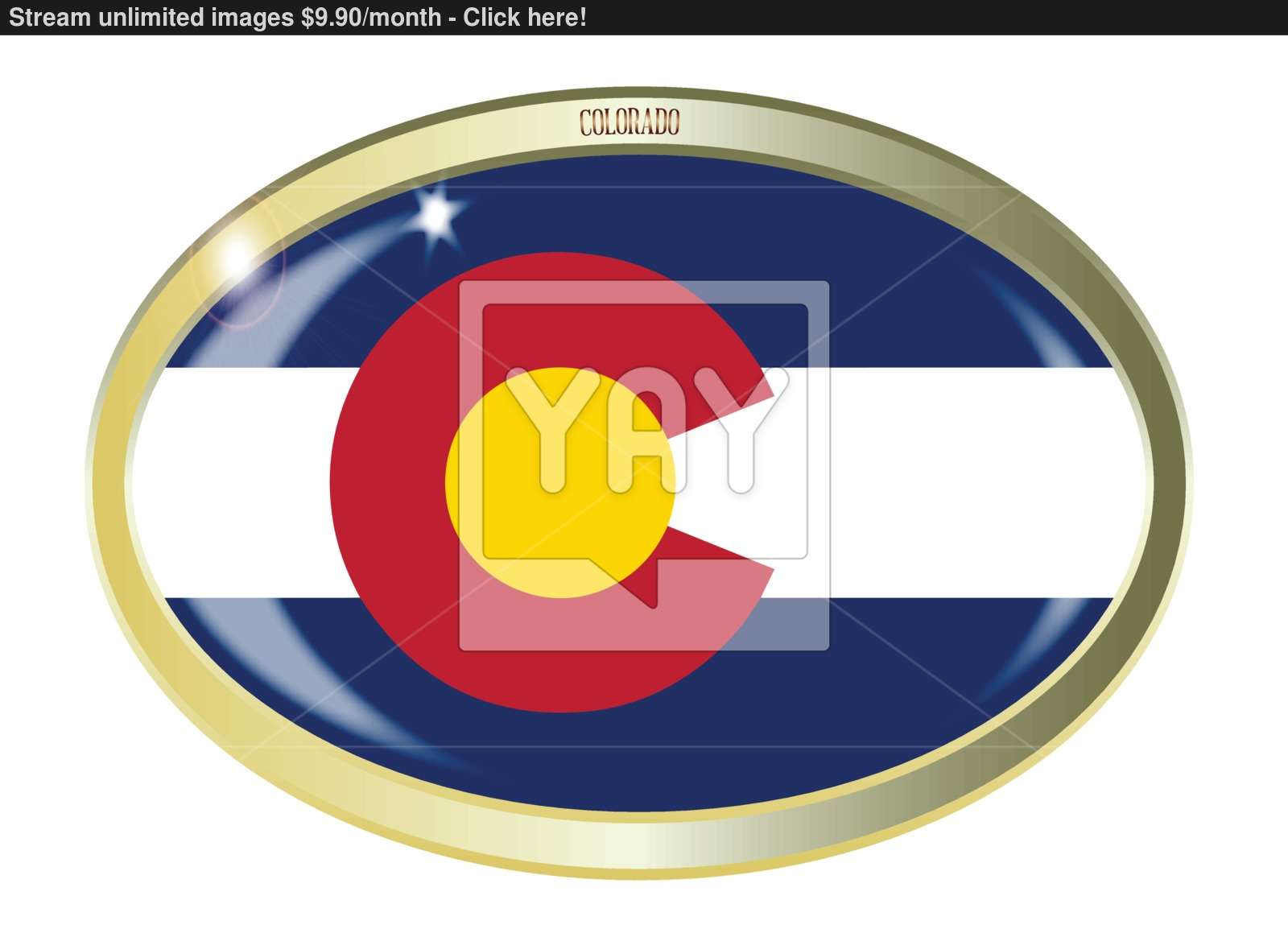 1600x1159 Colorado State Flag Oval Button Vector