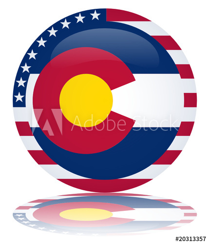 429x500 Colorado State Round Flag Button