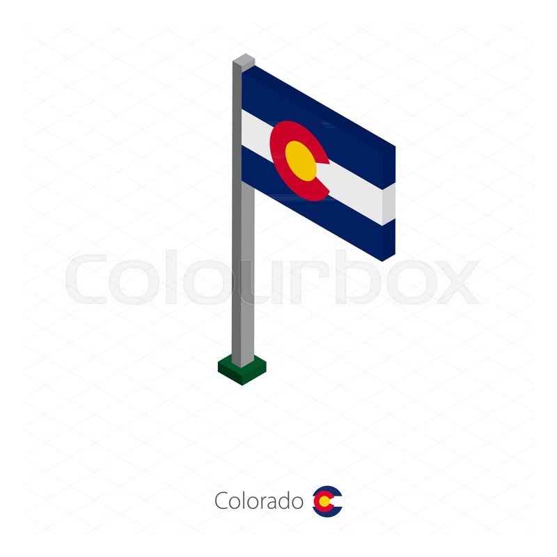 800x800 Colorado Us State Flag On Flagpole In Stock Vector Colourbox