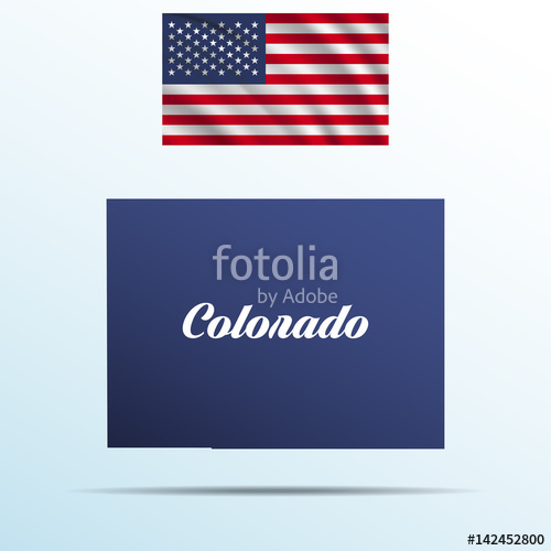 500x500 Colorado State With Shadow With Usa Waving Flag Stock Image