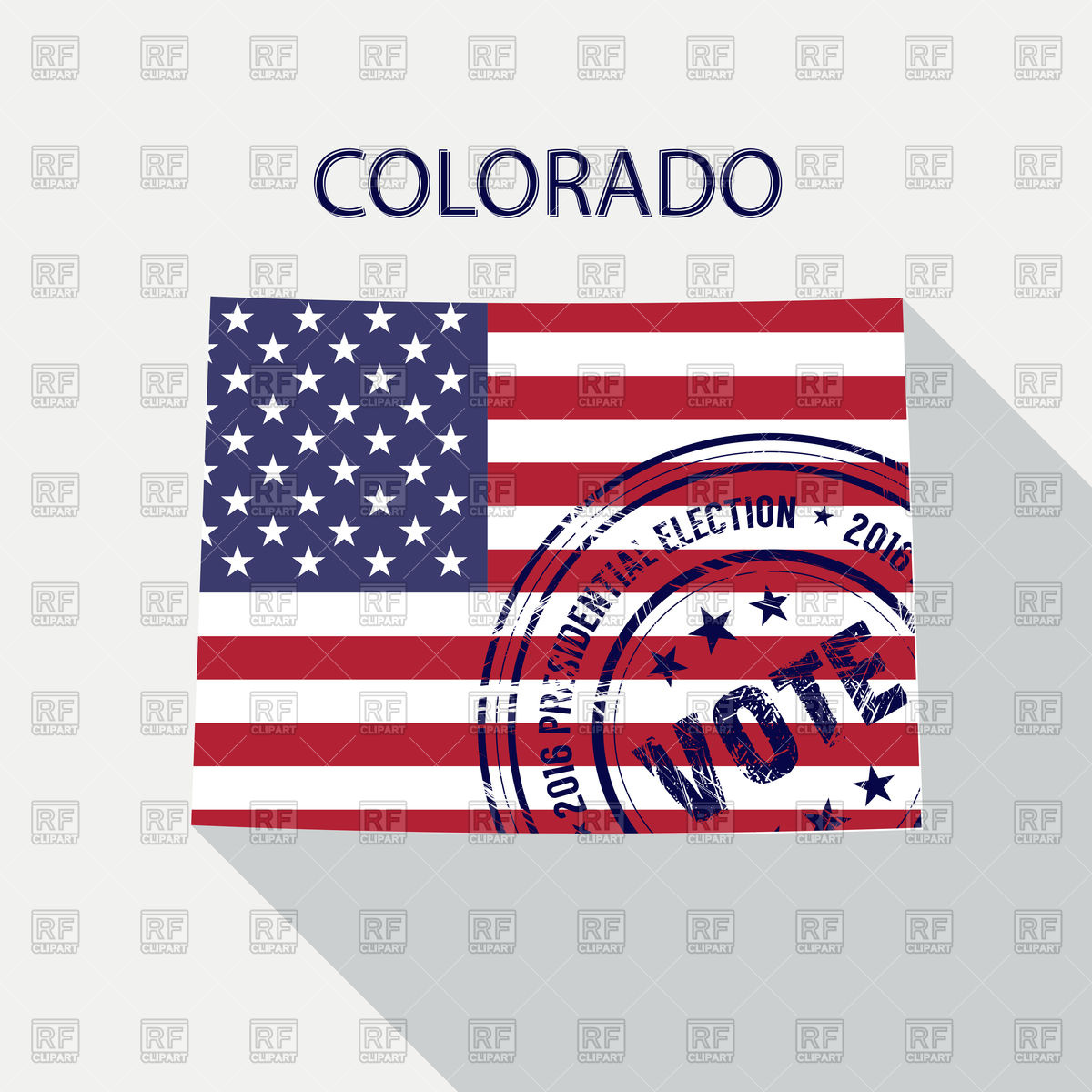 1200x1200 State Of Colorado Map With Flag And Presidential Day Vote Stamp