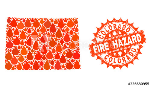 500x291 Fire Hazard Collage Of Map Of Colorado State Burning And Rubber