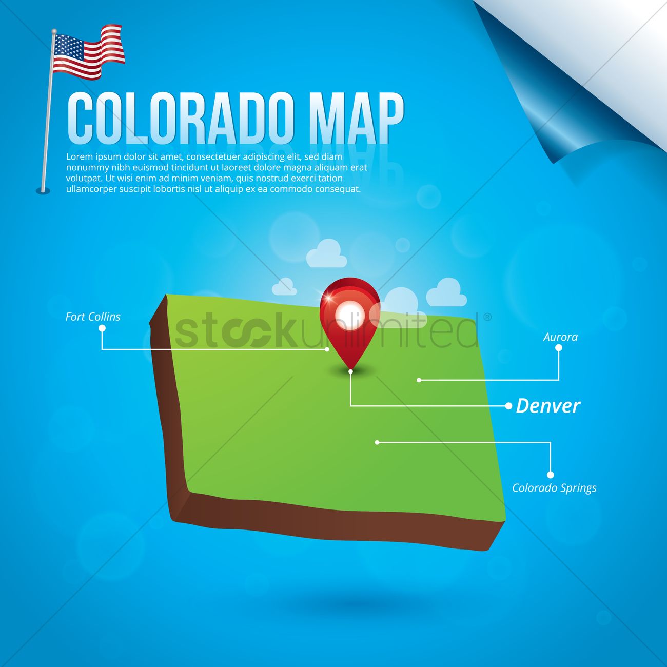 1300x1300 Map Of Colorado State Vector Image