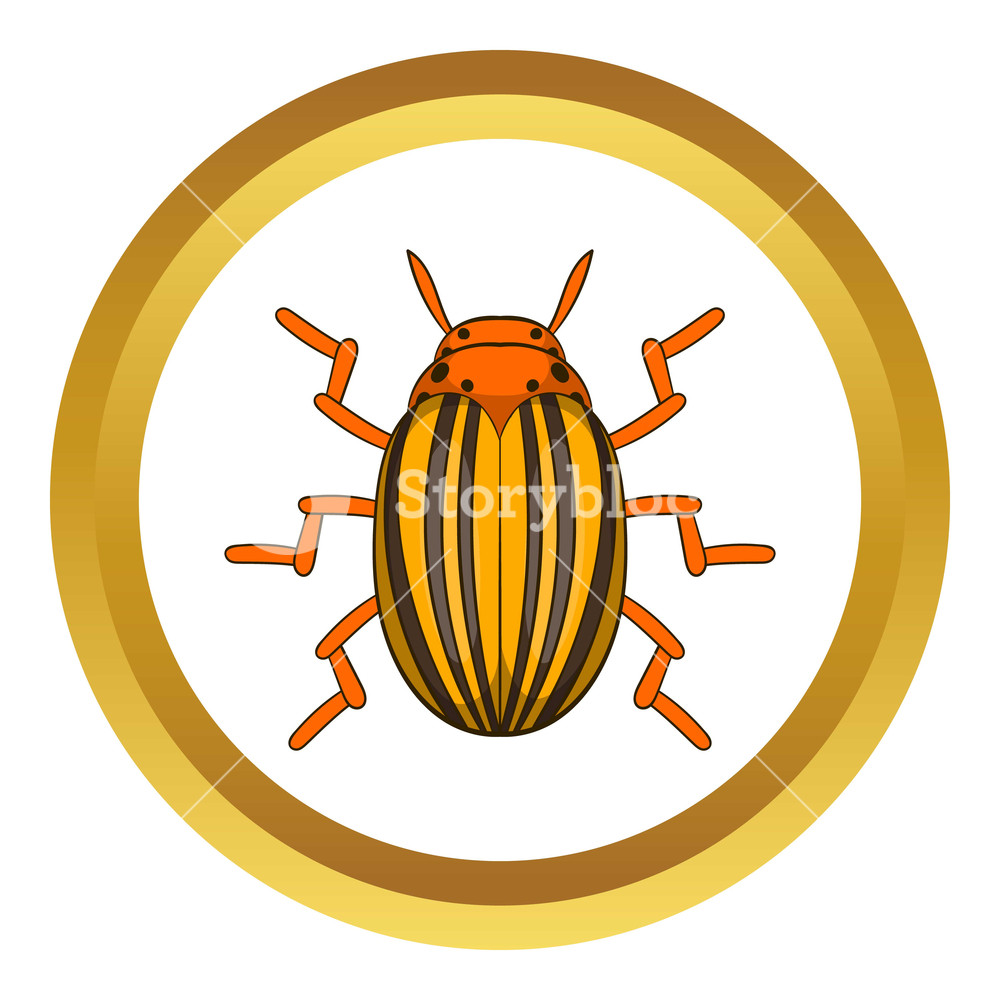 Colorado Potato Beetle Vector Icon In Golden Circle, Cartoon Style 1000x1000 Colorado Potato Beetle Vector Icon In Golden Circle, Cartoon Style