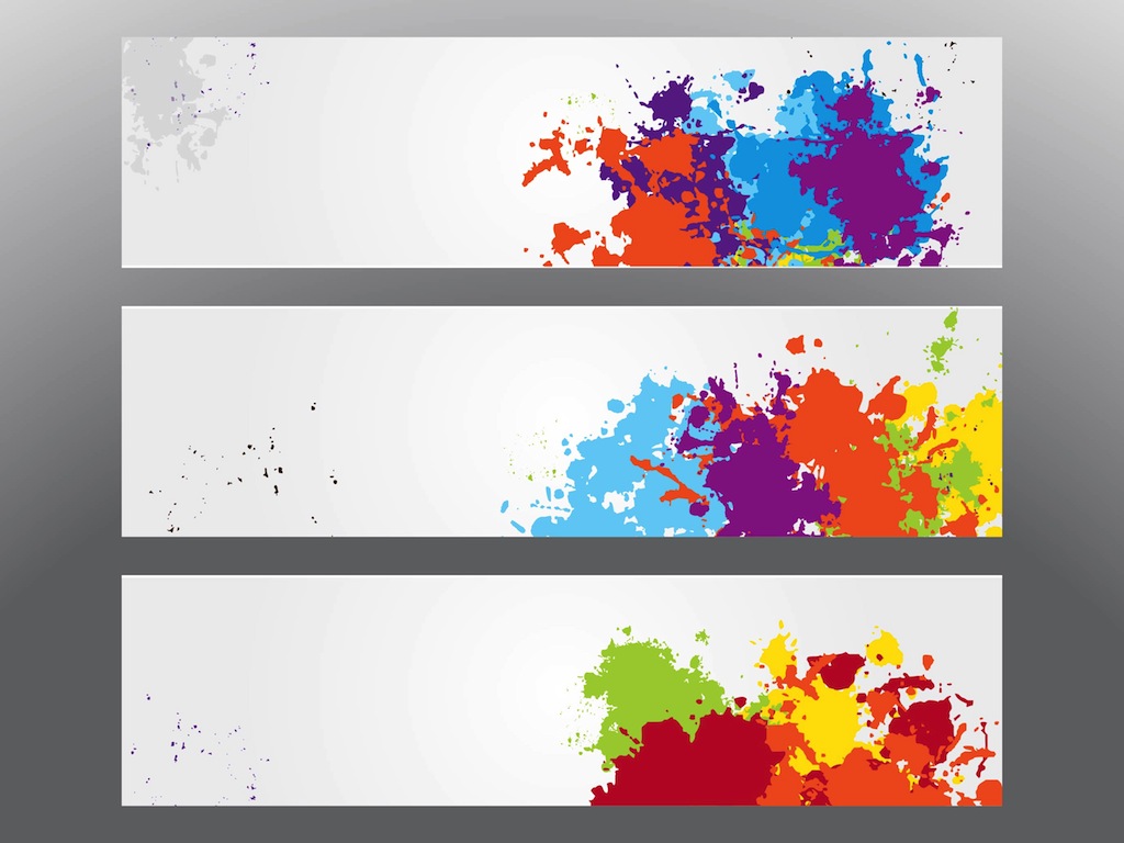 1024x768 Colorful Splatter Banners Vector Art Graphics