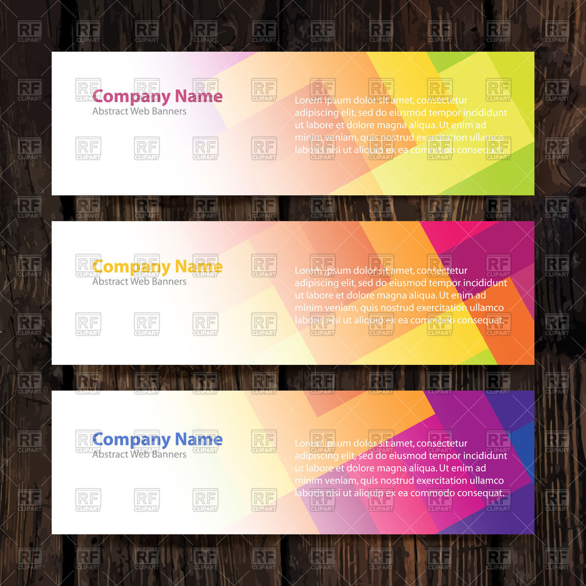 1200x1200 Abstract Colorful Banners On Wooden Background Vector Image