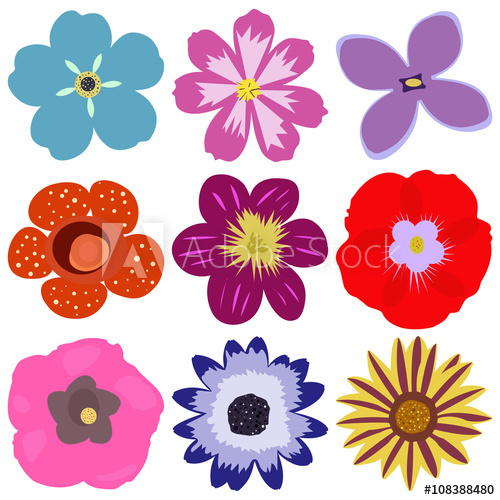 Isolated And Colorful Flower Vector Set Flower Icon Collection 500x500 Isolated And Colorful Flower Vector Set Flower Icon Collection