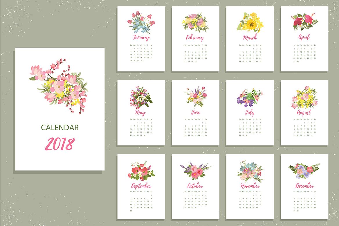 1168x778 Printable Calendar With Pretty Colorful Flowers Vector