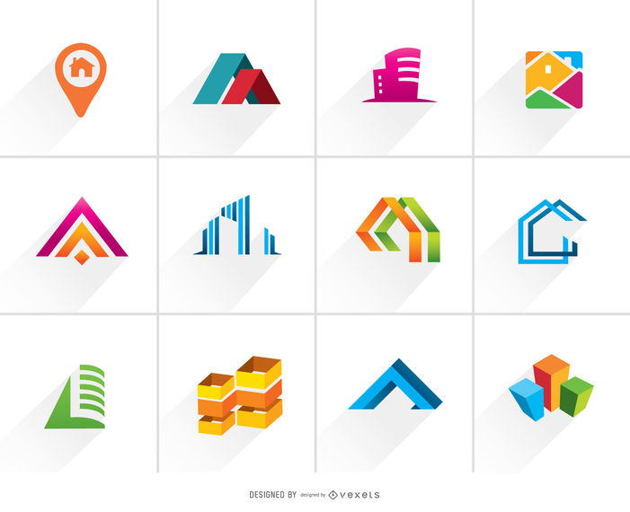 Real Estate Colorful Logo Set 701x570 Real Estate Colorful Logo Set