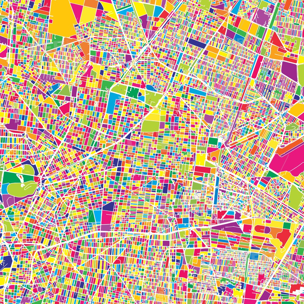 1000x1000 Mexico City, Mex Colorful Vector Map Hebstreits Sketches