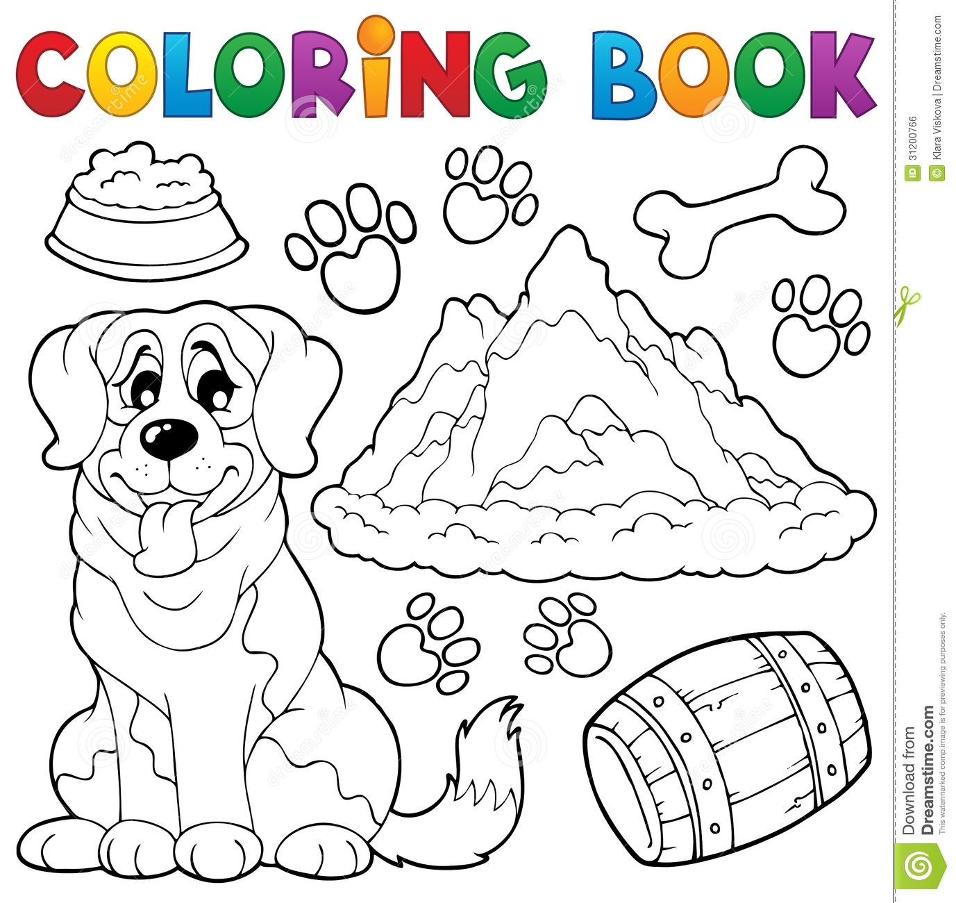 1377x1300 Coloring Pages Coloring Book Dog Theme Stock Vector Illustration