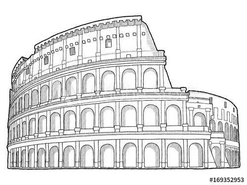 500x375 Colosseum Vector Illustration Hand Drawn Landmark Cartoon Art