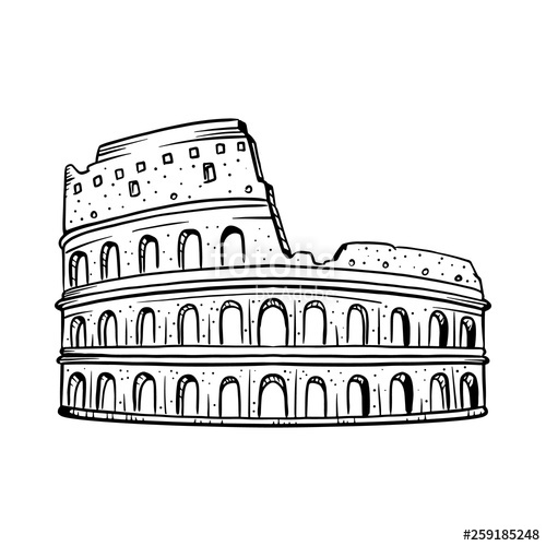 500x500 Colosseum Vector Illustration Colosseum Line Drawing Stock Image