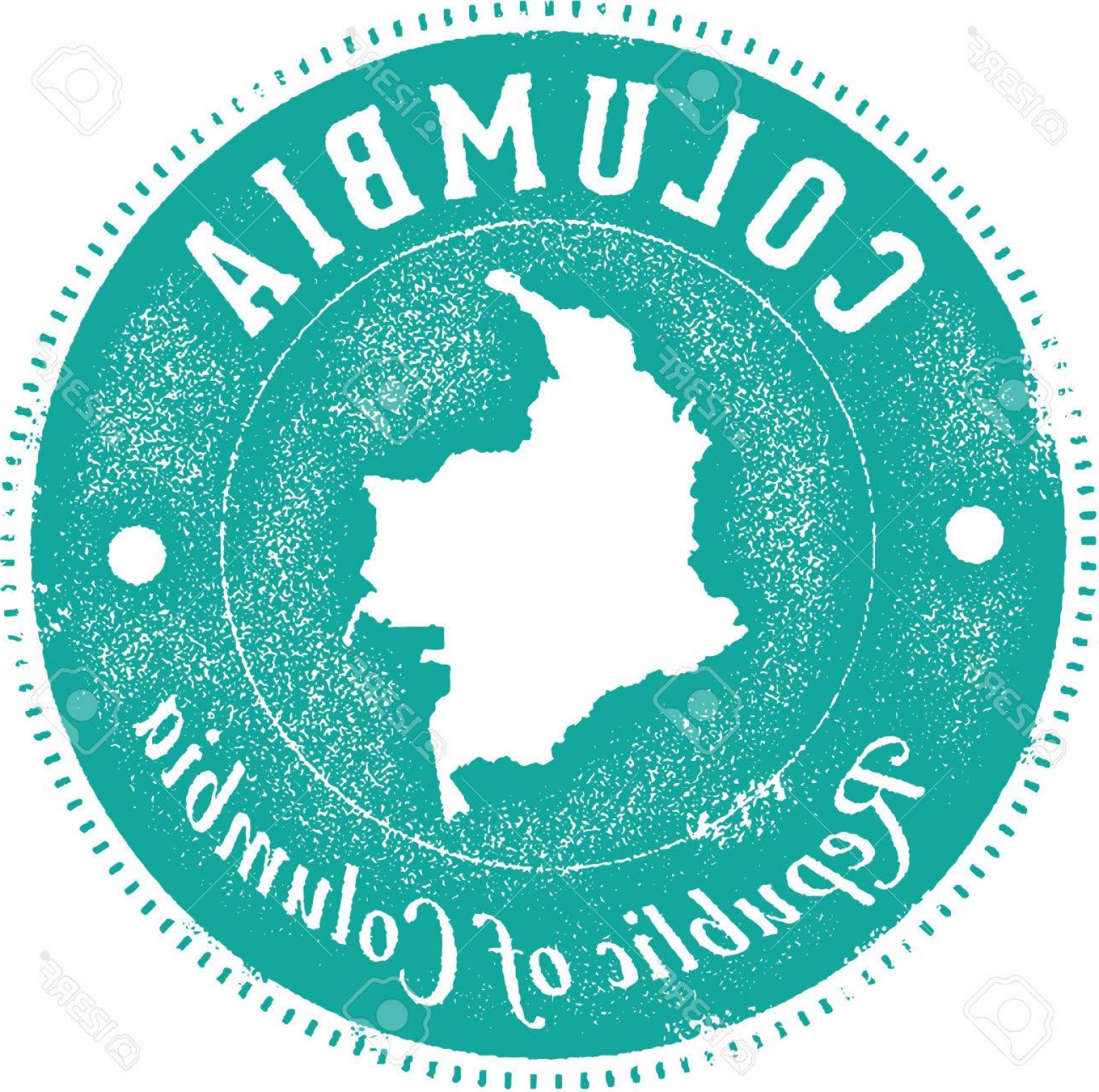 1560x1551 Photostock Vector Vintage Columbia Country Stamp Handandbeak