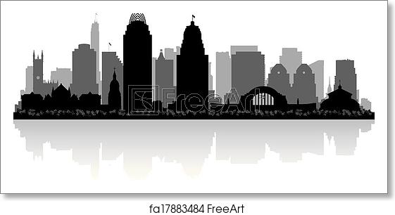 561x306 Free Art Print Of Cincinnati Ohio City Skyline Silhouette