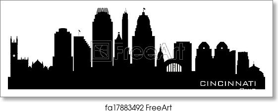 561x227 Free Art Print Of Cincinnati Ohio City Skyline Vector Silhouette