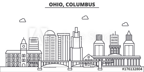 500x250 Ohio, Columbus Architecture Line Skyline Illustration Linear