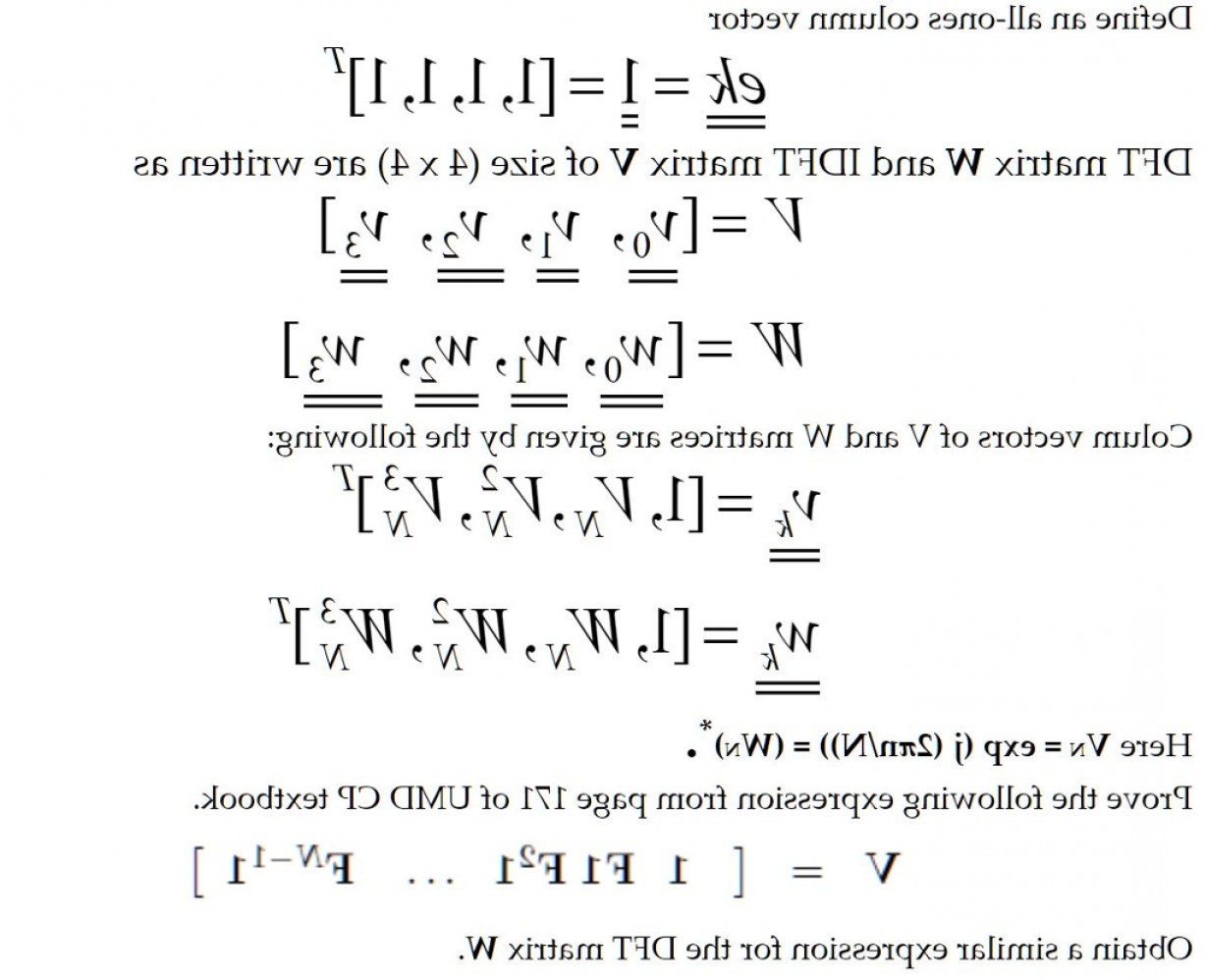1228x998 Define Ones Column Vector Ek T Dft Matrix W Idft Matrix V Size X