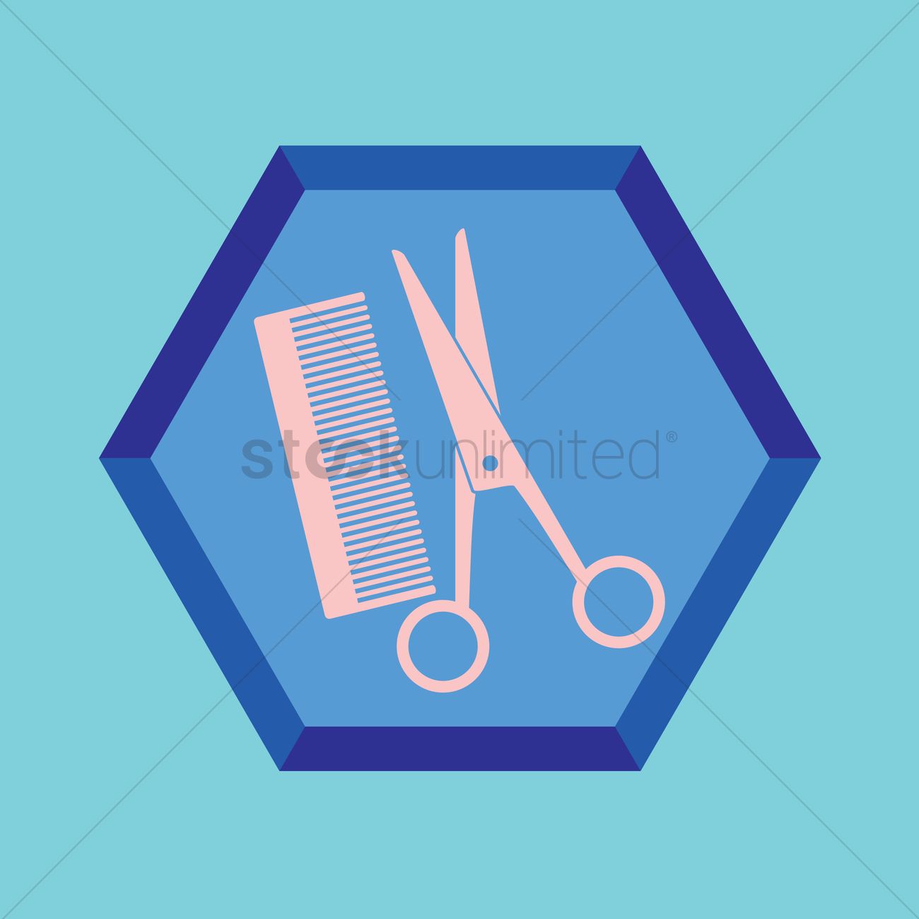 1300x1300 Comb And Scissors Vector Image