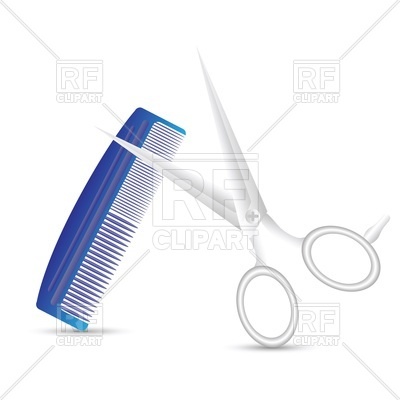 400x400 Barber Scissors And Blue Comb Vector Image Of Beauty, Fashion