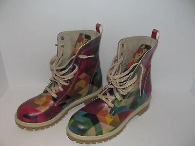 400x300 Goby Women's Combat Boots Colorblock Prism Triangles Vector Design
