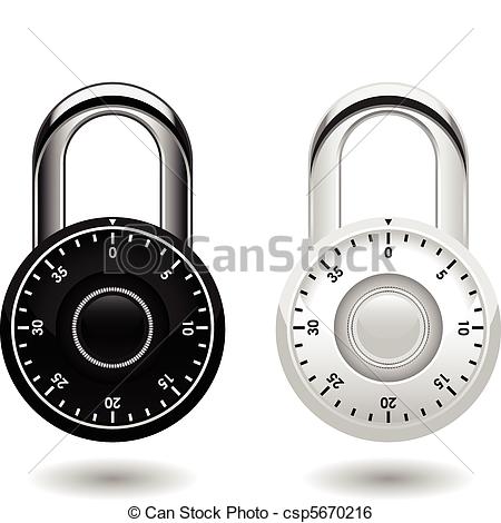 450x470 Combination Padlock Vector