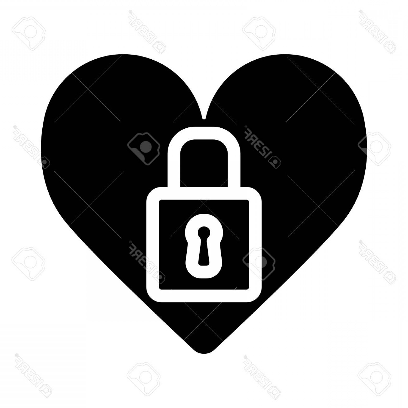 1560x1560 Photoheart Lock Vector Icon Black And White Love Illustration