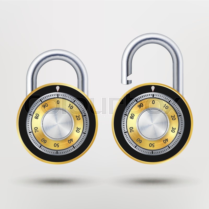 800x800 Combination Lock, Realistic Metal Stock Vector Colourbox