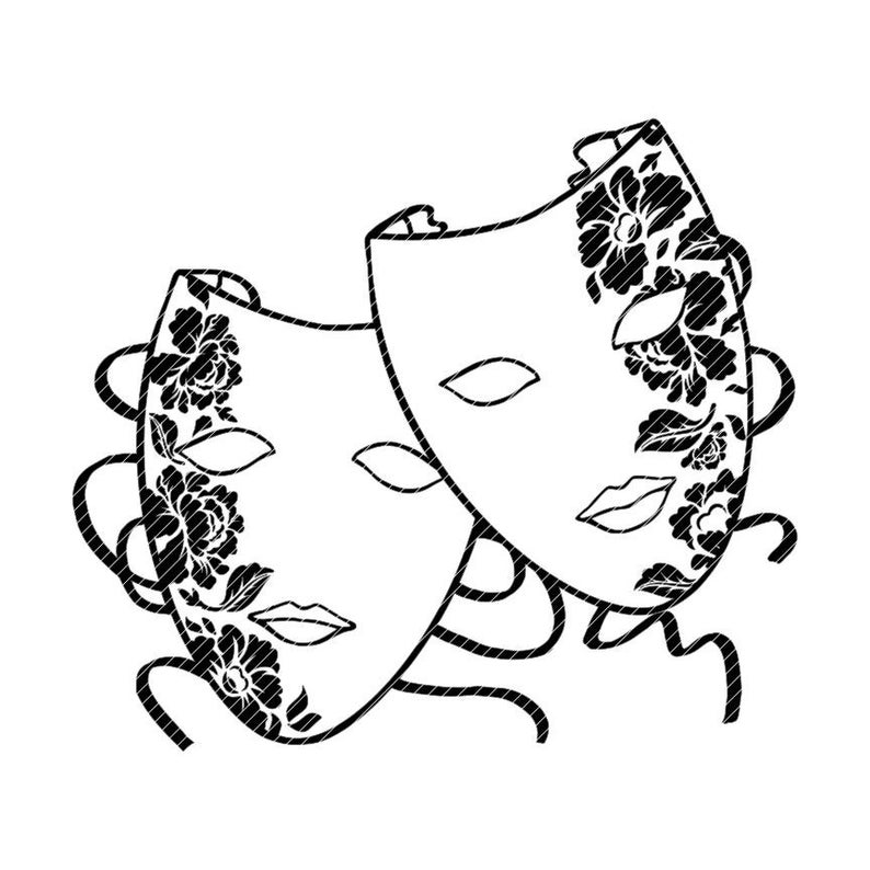 794x794 Floral Drama Masks Comedy Tragedy Theater Clipart Vector Etsy