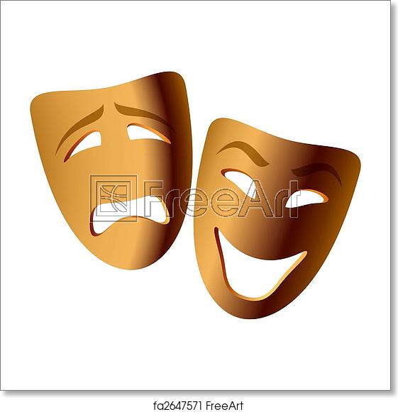 561x581 Free Art Print Of Comedy And Tragedy Masks Vector Illustration