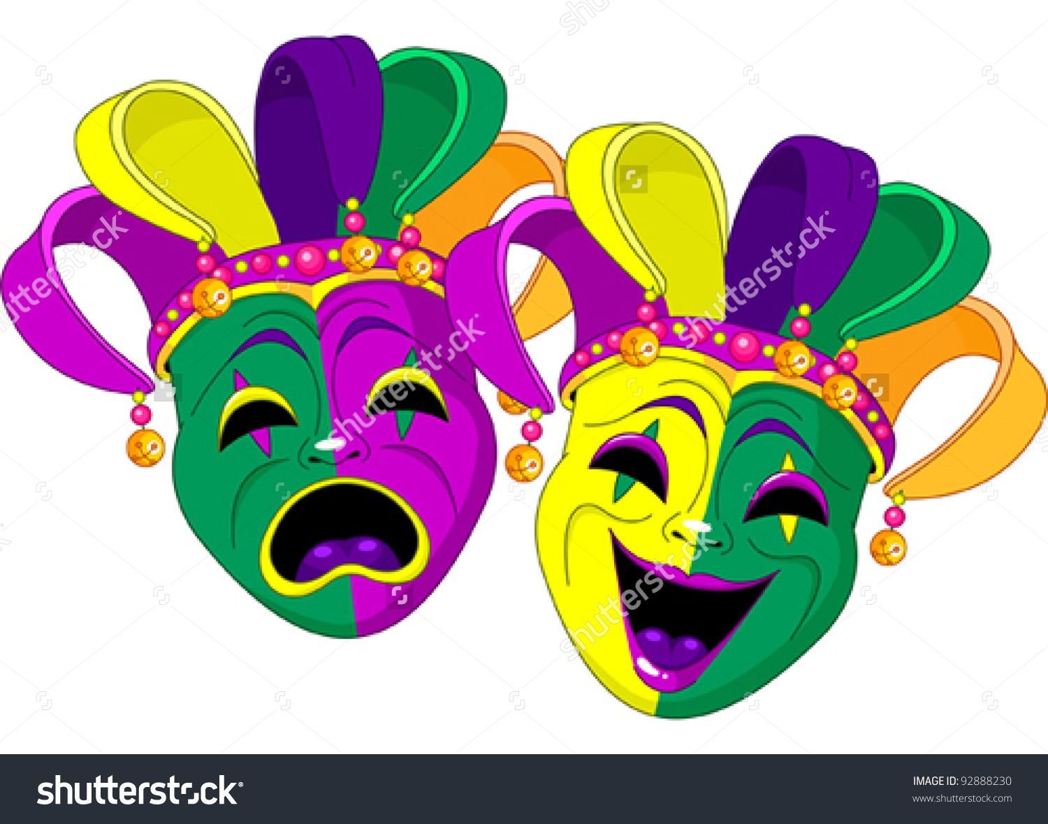 1500x1180 Mardi Gras Comedy And Tragedy Masks Stock Vector Illustration